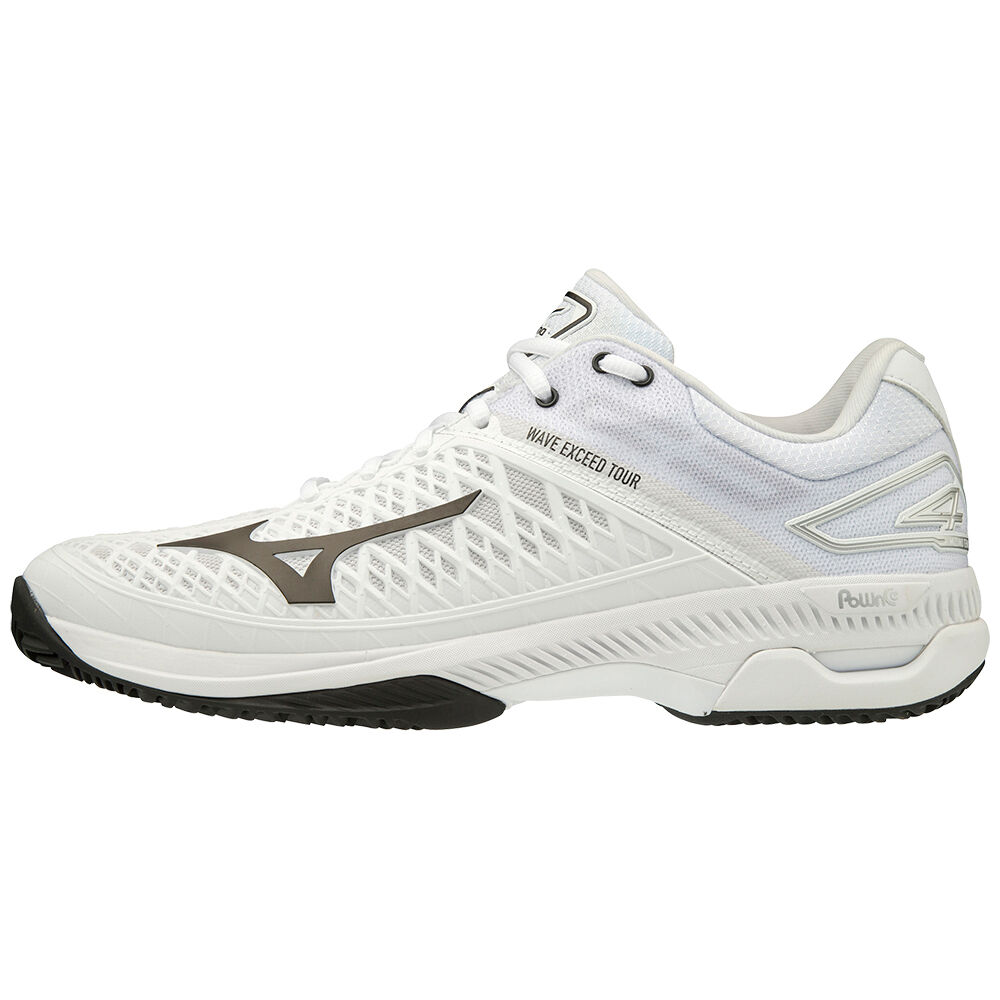 Panske Tenisove Topanky Mizuno Wave Exceed Tour 4 CC Biele/Čierne Vypredaj GDZB03975